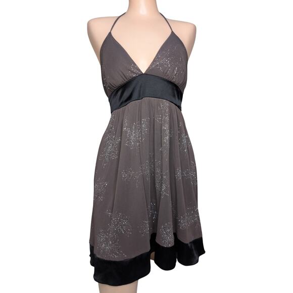 Y2K Babydoll Halter Dress Medium Mini Low Back Mesh Fairy Grunge Whimsigoth 90s - Picture 1 of 5